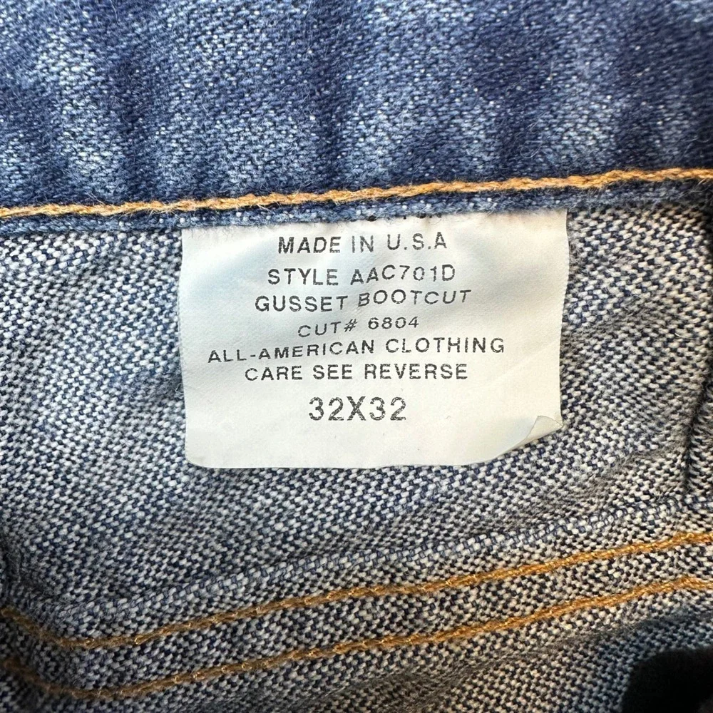 All American Clothing Bootcut Jeans Mens Size 32x32 Blue Denim Pants Made in USA